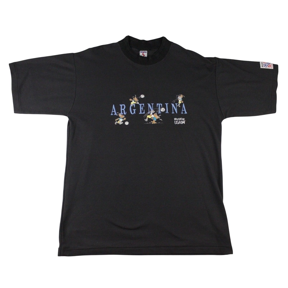 Vintage Tundra Sport Argentina World Cup USA 94 Embroidered T-Shirt Black L